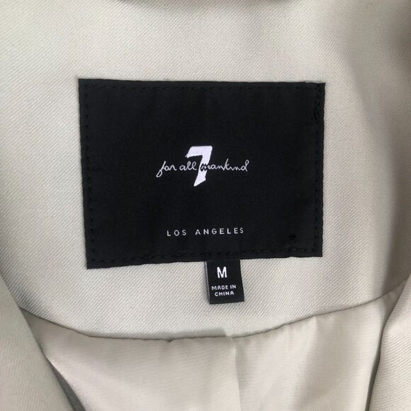 7 FOR ALL MANKIND Mid Length Oversized $398 Light Green Belted Blazer Jacket SzM - Picture 5 of 11